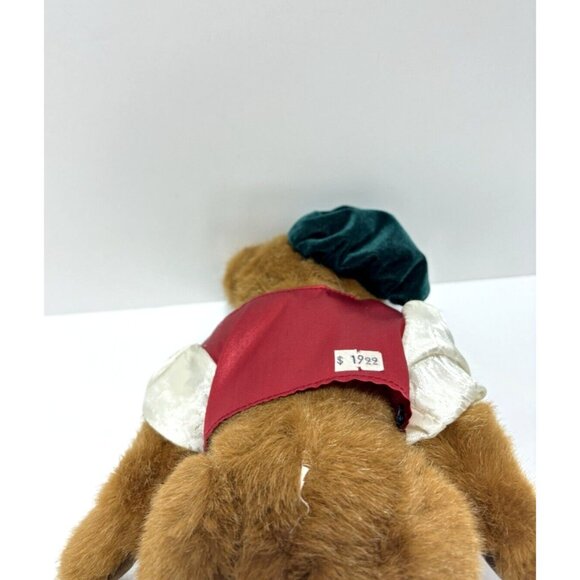 VTG Fine Toy Company Teddy Bear Brown Plush German Sweater Vest Velvet Green Hat - Picture 5 of 7